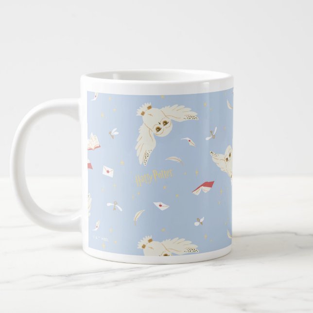 Hedwig Owl Post Letters and Books Pattern Giant Coffee Mug (Left)