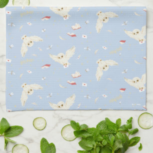 Hedwig Owl Post Letters and Books Pattern Kitchen Towel