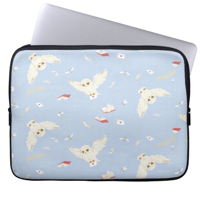 Hedwig Owl Post Letters and Books Pattern Laptop Sleeve (Front)
