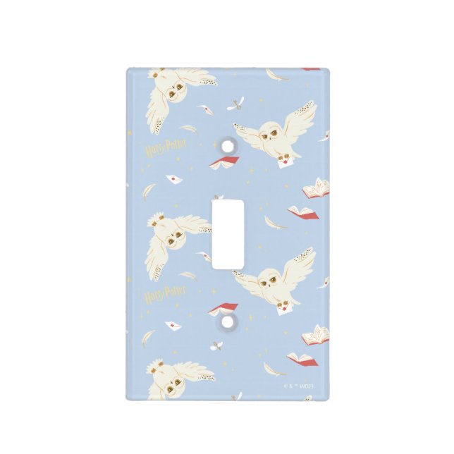 Hedwig Owl Post Letters and Books Pattern Light Switch Cover (Front)