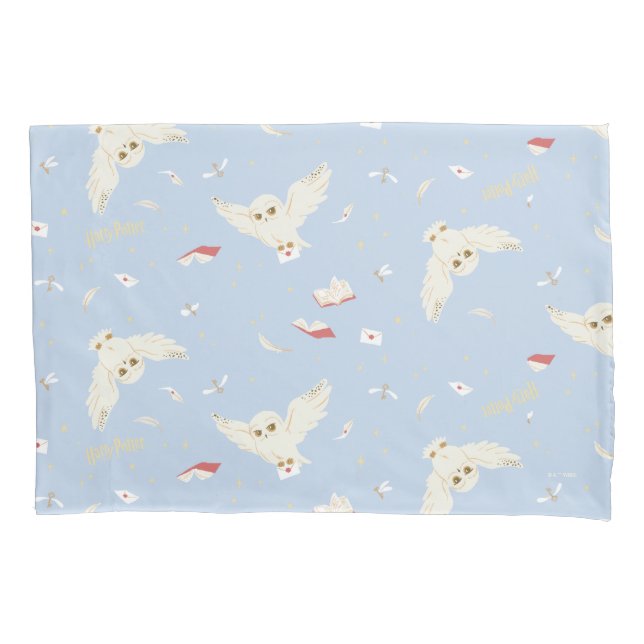 Hedwig Owl Post Letters and Books Pattern Pillow Case (Front)