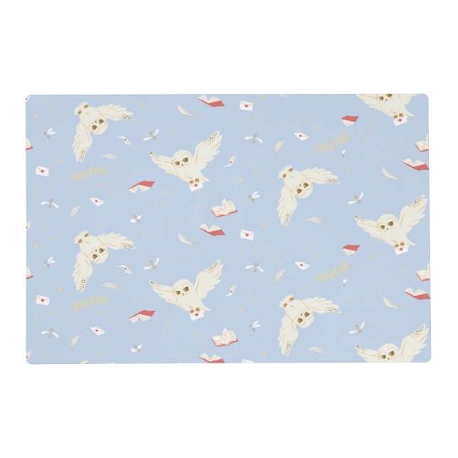 Hedwig Owl Post Letters and Books Pattern Placemat (Front)