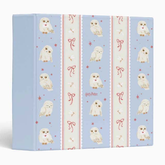 Hedwig Owl Post Stripe Pattern 3 Ring Binder (Front/Spine)