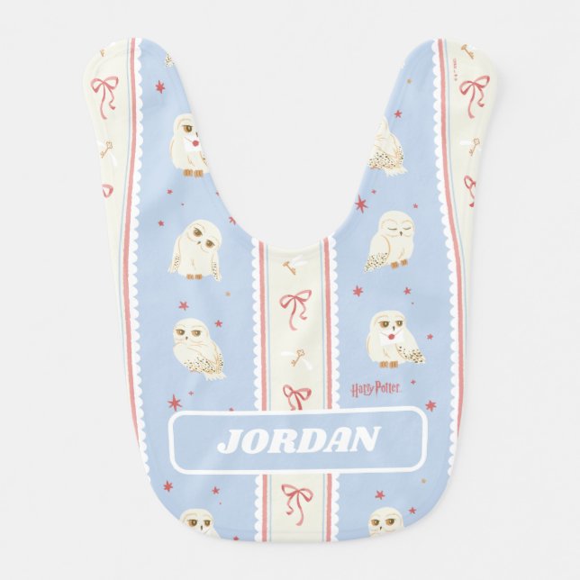 Hedwig Owl Post Stripe Pattern Baby Bib (Front)