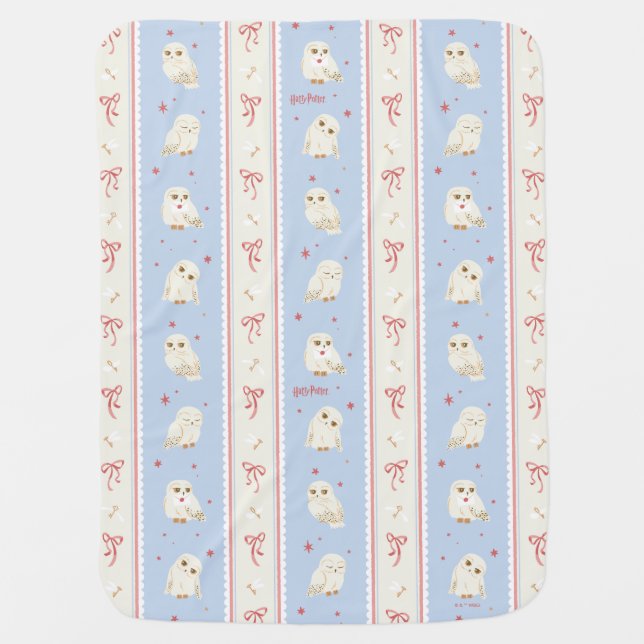 Hedwig Owl Post Stripe Pattern Baby Blanket (Front)