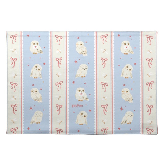 Hedwig Owl Post Stripe Pattern Cloth Placemat (Front)