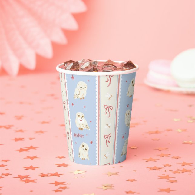 Hedwig Owl Post Stripe Pattern Paper Cups (Insitu)