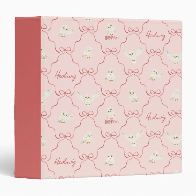 Hedwig Pink Ribbon Pattern 3 Ring Binder (Front/Spine)