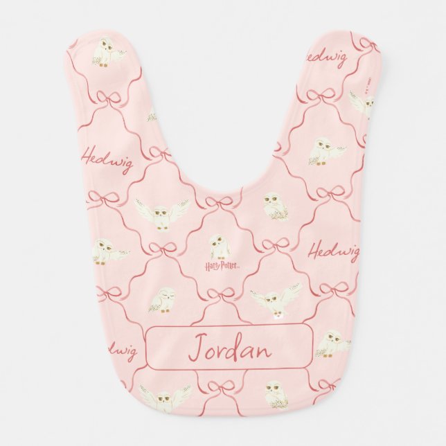 Hedwig Pink Ribbon Pattern Baby Bib (Front)