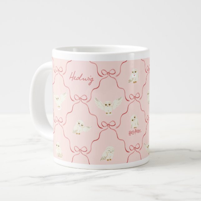 Hedwig Pink Ribbon Pattern Giant Coffee Mug (Front Left)
