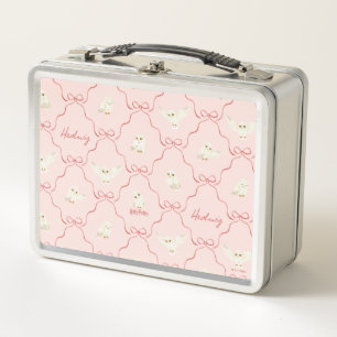 Hedwig Pink Ribbon Pattern Metal Lunch Box
