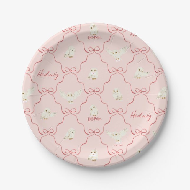 Hedwig Pink Ribbon Pattern Paper Plates (Front)