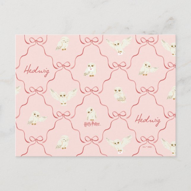 Hedwig Pink Ribbon Pattern Postcard (Front)