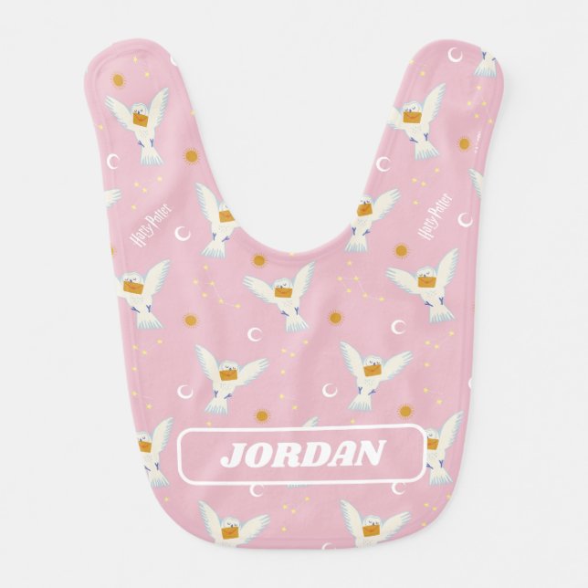 Hedwig Pink Solstice Pattern Baby Bib (Front)