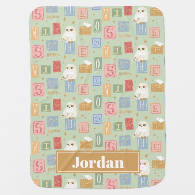 Hedwig Post Letter Block Pattern Baby Blanket (Front)