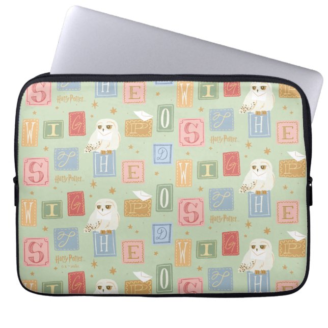 Hedwig Post Letter Block Pattern Laptop Sleeve (Front)