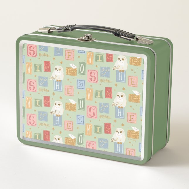 Hedwig Post Letter Block Pattern Metal Lunch Box (Front)