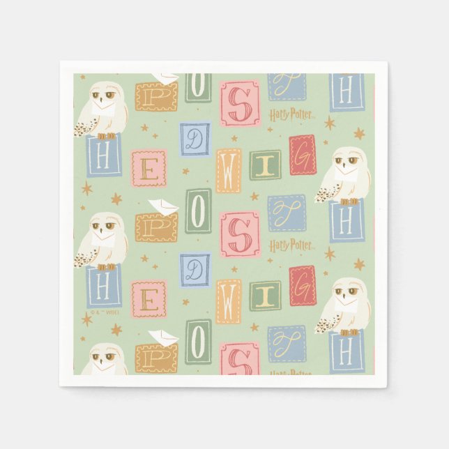 Hedwig Post Letter Block Pattern Napkins (Front)