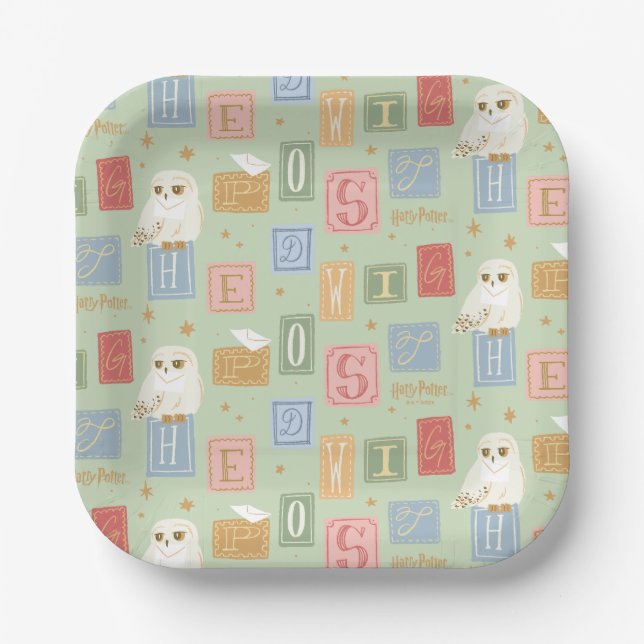 Hedwig Post Letter Block Pattern Paper Plates (Front)