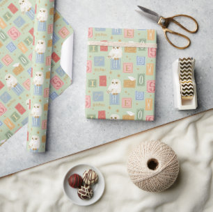 Hedwig Post Letter Block Pattern Wrapping Paper