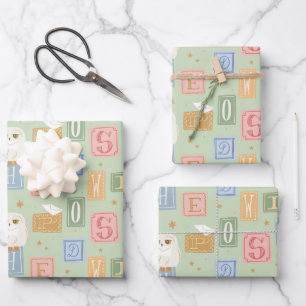Hedwig Post Letter Block Pattern Wrapping Paper Sheets