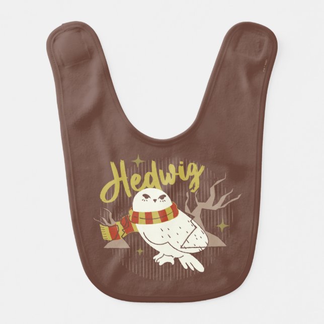 Hedwig Whimsical Forest Drawing Baby Bib (Front)