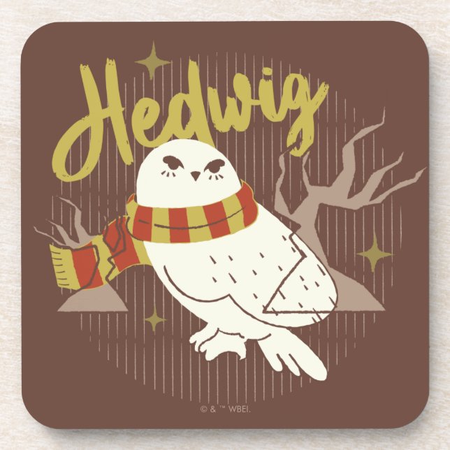 Hedwig Whimsical Forest Drawing Beverage Coaster (Front)