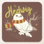 Hedwig Whimsical Forest Drawing Square Paper Coaster<br><div class="desc">Show your house spirit in the coziest way with this charming Hedwig™ design. Featuring the beloved snowy owl bundled up in a warm Gryffindor house-colored scarf, this playful illustration captures the magic and loyalty of Harry Potter’s trusted companion. Set against a whimsical woodland backdrop with subtle sparkling accents, the hand-drawn...</div>