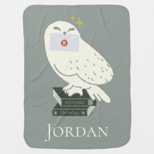 Hedwig With Letter Whimsical Drawing Baby Blanket