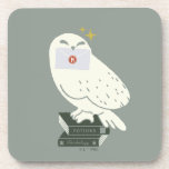 Hedwig With Letter Whimsical Drawing Beverage Coaster<br><div class="desc">Deliver a little magic with this charming Hedwig illustration inspired by the wizarding world. Perched atop a stack of spellbinding textbooks labeled Potions and Herbology, Hedwig proudly holds a sealed Hogwarts™ letter. The soft, minimalist style and muted tones give this design a cozy, storybook feel, while subtle sparkling accents add...</div>