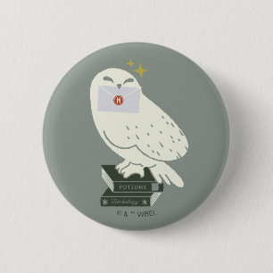 Hedwig With Letter Whimsical Drawing Button