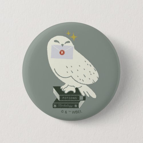 Hedwig With Letter Whimsical Drawing Button