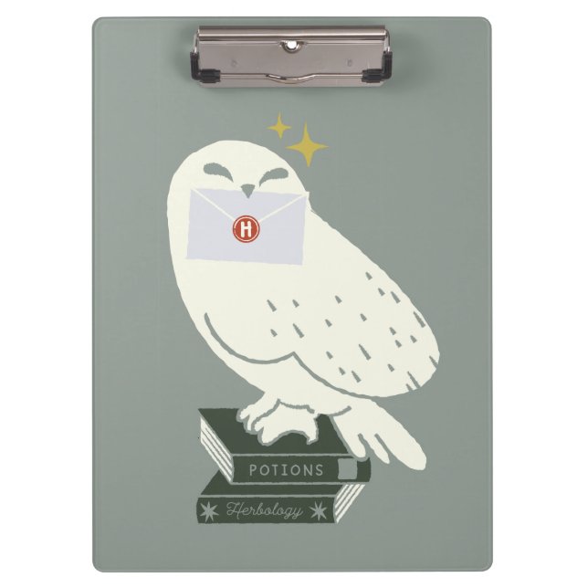 Hedwig With Letter Whimsical Drawing Clipboard (Front)