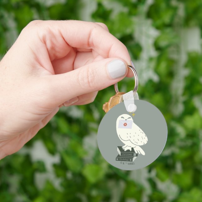 Hedwig With Letter Whimsical Drawing Keychain (Hand)