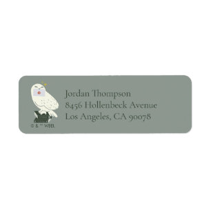 Hedwig With Letter Whimsical Drawing Label