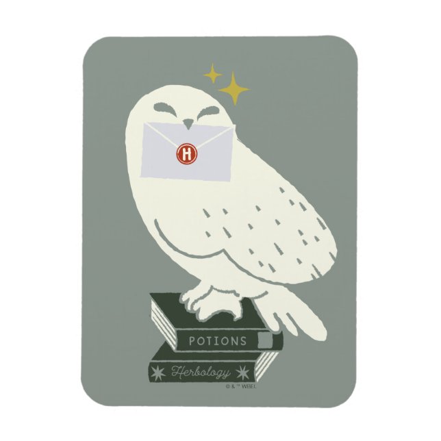 Hedwig With Letter Whimsical Drawing Magnet (Vertical)