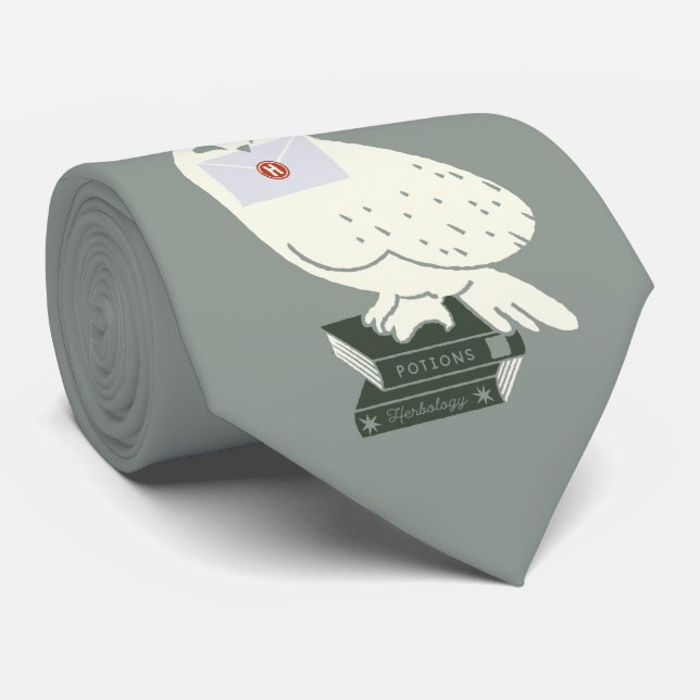 Hedwig With Letter Whimsical Drawing Neck Tie (Rolled)