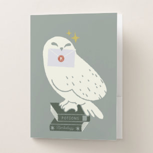 Hedwig With Letter Whimsical Drawing Pocket Folder