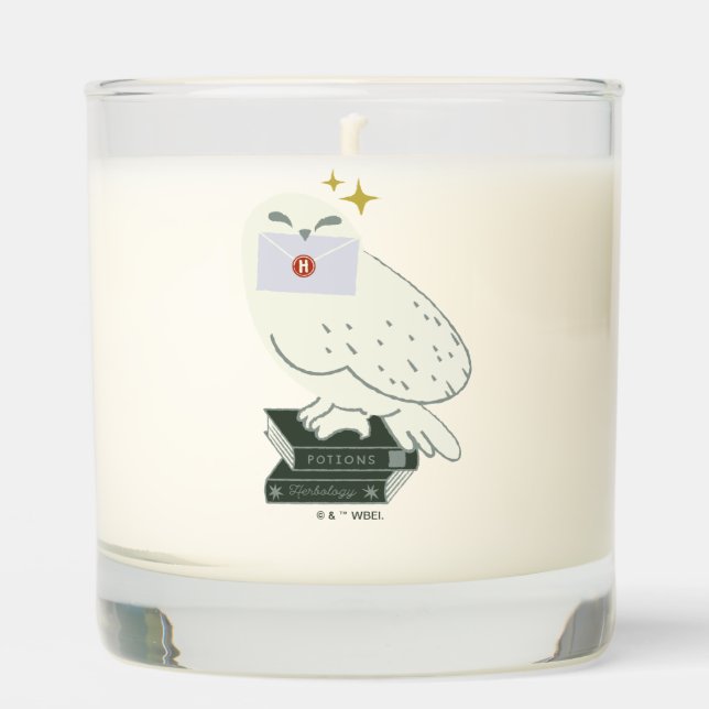 Hedwig With Letter Whimsical Drawing Scented Candle (Front)