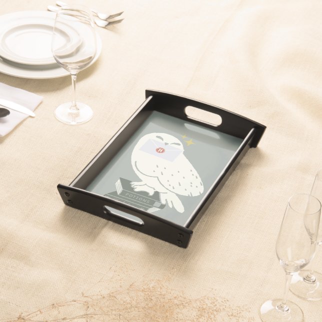 Hedwig With Letter Whimsical Drawing Serving Tray (Front)