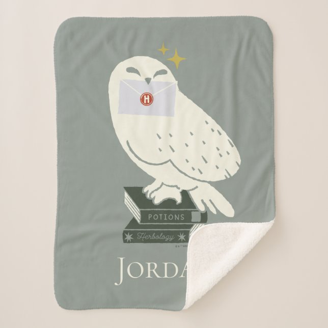Hedwig With Letter Whimsical Drawing Sherpa Blanket (Front)