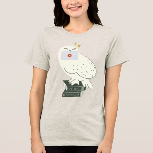 Hedwig With Letter Whimsical Drawing Tri-Blend Shirt (Front)