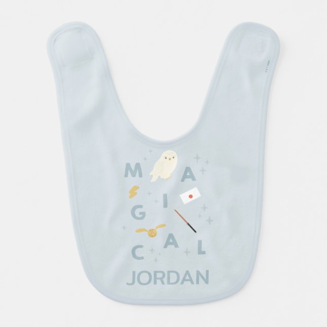 Hedwigh "Magical" Typography Graphic Baby Bib (Front)