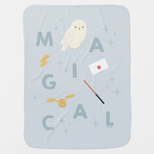 Hedwigh "Magical" Typography Graphic Baby Blanket (Front)