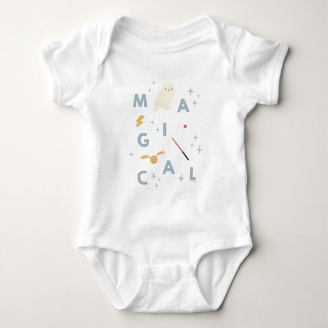 Hedwigh "Magical" Typography Graphic Baby Bodysuit (Front)