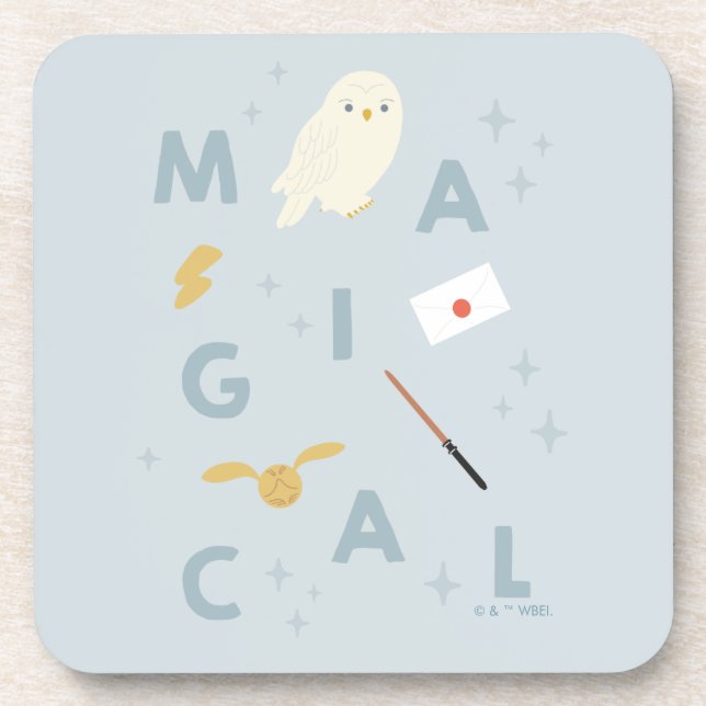 Hedwigh "Magical" Typography Graphic Beverage Coaster (Front)