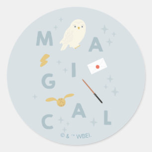 Hedwigh "Magical" Typography Graphic Classic Round Sticker
