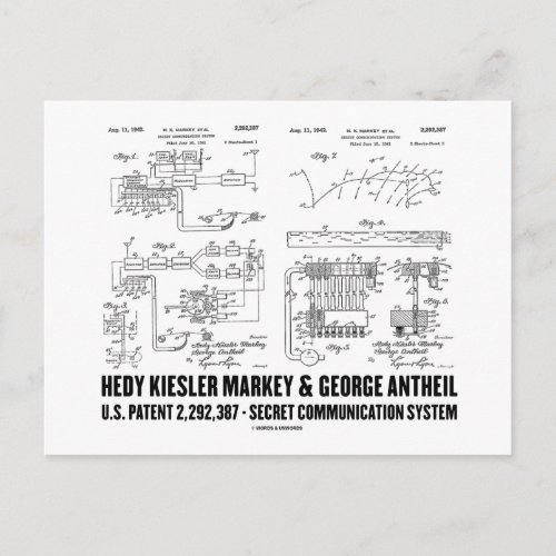 Hedy Kiesler Markey G Antheil US Patent 2292387 Postcard