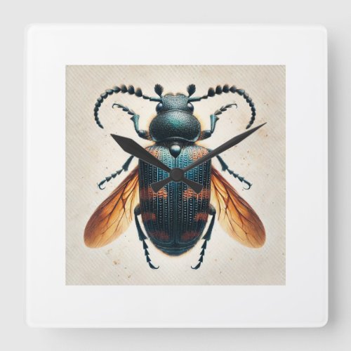 Hedypathes Beetle 280624IREF105 _ Watercolor Square Wall Clock