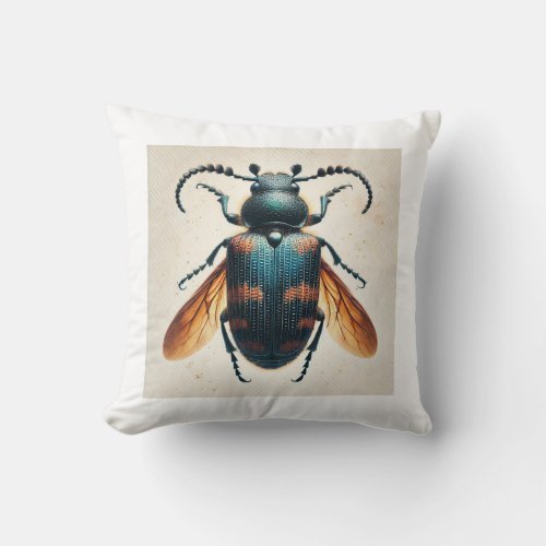 Hedypathes Beetle 280624IREF105 _ Watercolor Throw Pillow